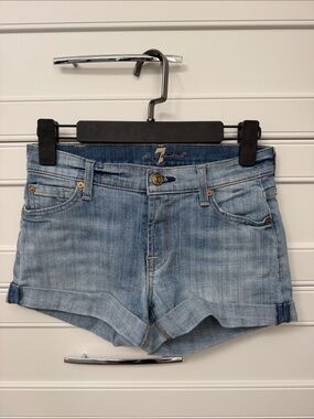 7 For All Mankind Light Wash Rolled-Hem Denim Shorts women size 23